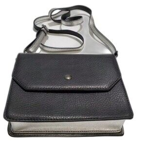 silver and black colorblock crossbody bag square by MMS